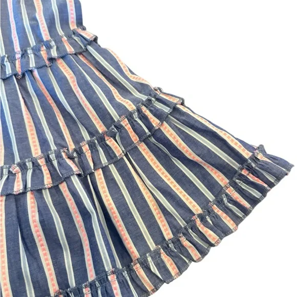 The Shirt by Rochelle Behrens Blue and Pink Striped Ruffle Tiered Mini Dress - Picture 8 of 10